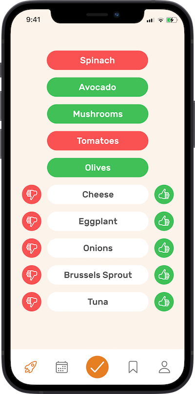 Iphone app references selection screen